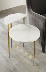 Steve Silver Patna White Marble Top Side Table
