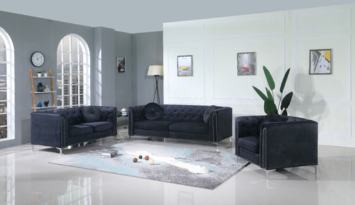 Glory Furniture Pompano Black Velvet 3pc Living Room Set