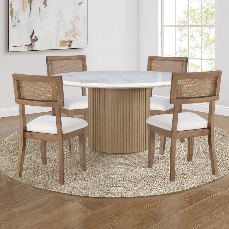 Steve Silver Colvin Brown White Marble 5pc Dining Room Set