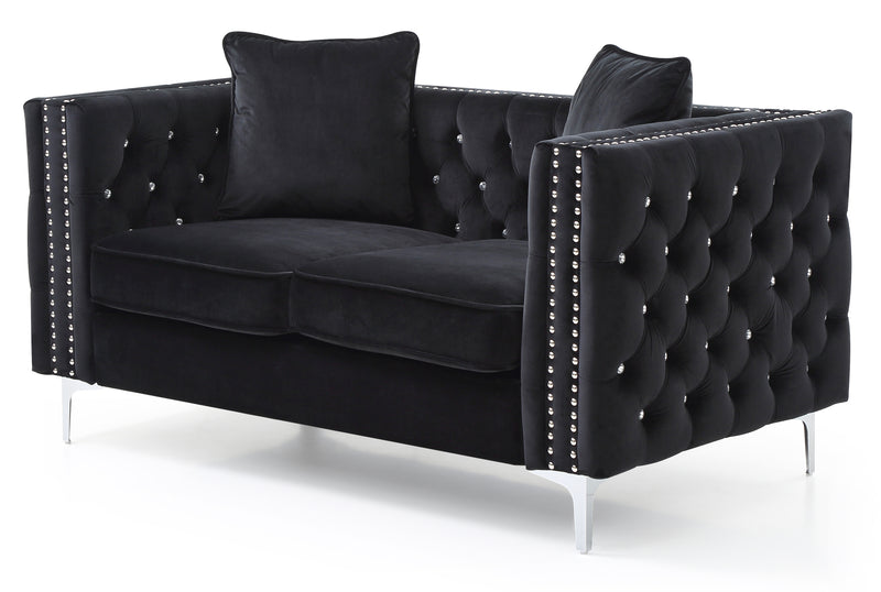 Glory Furniture Paige Black Velvet Loveseat