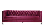 Acme Furniture Heibero Burgundy Sofa with Pillows
