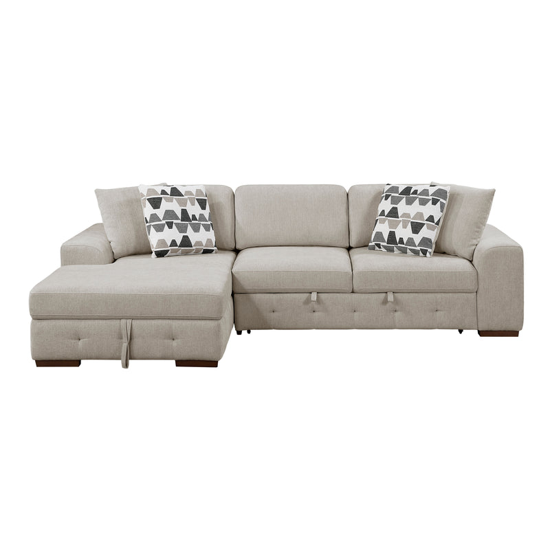 Home Elegance Raife Gray 3pc Sectional with Left Chaise and Ottoman