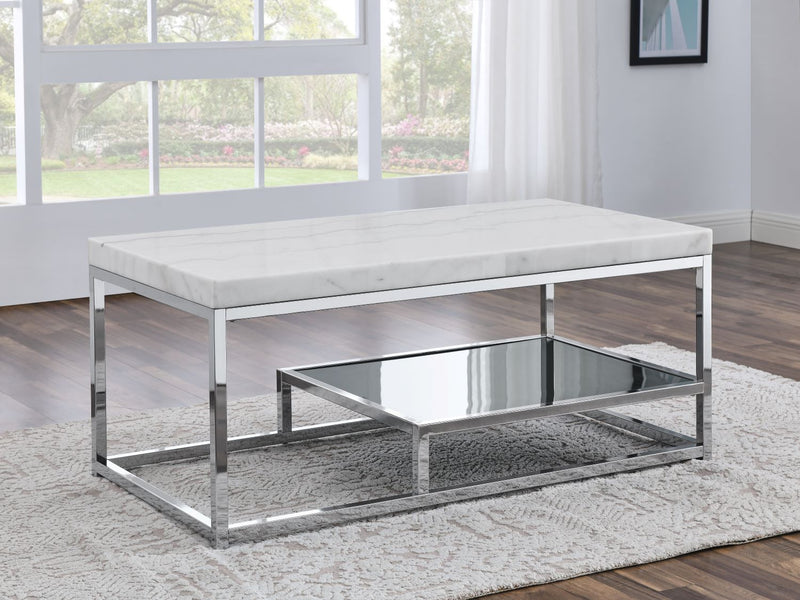 Steve Silver Aston White Marble Top Cocktail Table