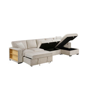 Home Elegance Pompano Beige Sectional with Right Chaise and Pull Out Bed