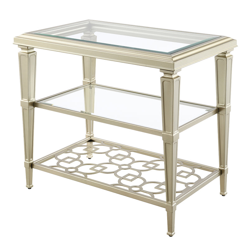 Acme Furniture Zaba Champagne 3pc Rectangle Coffee Table Set