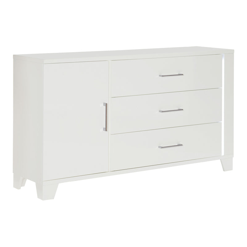 Home Elegance Kerren White High Gloss Dresser and Mirror