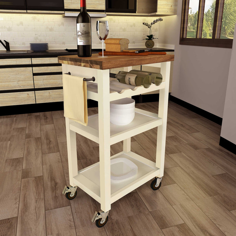 Steve Silver Belden White Kitchen Cart