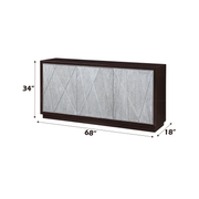 Acme Furniture Geranio Metallic Silver and Walnut Console Cabinet