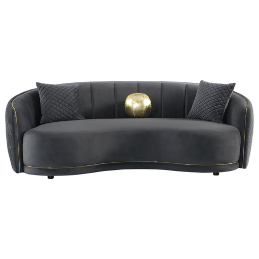 Coaster Furniture Brookside Dark Grey Velvet Curved Sofa