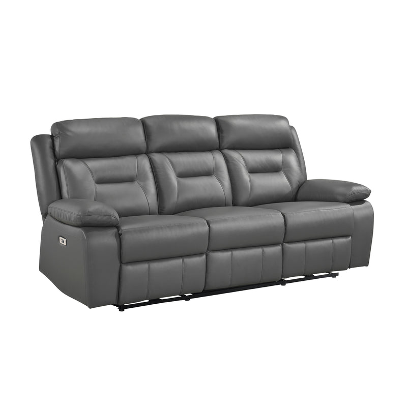 Home Elegance Laconia Gray Power Double Reclining Sofa