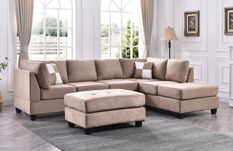 Glory Furniture Malone Mocha Sectional with Ottoman
