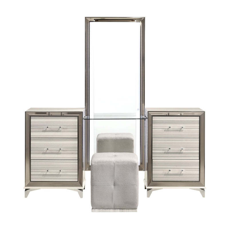Global Furniture Zambrano White Vanity Set with LED