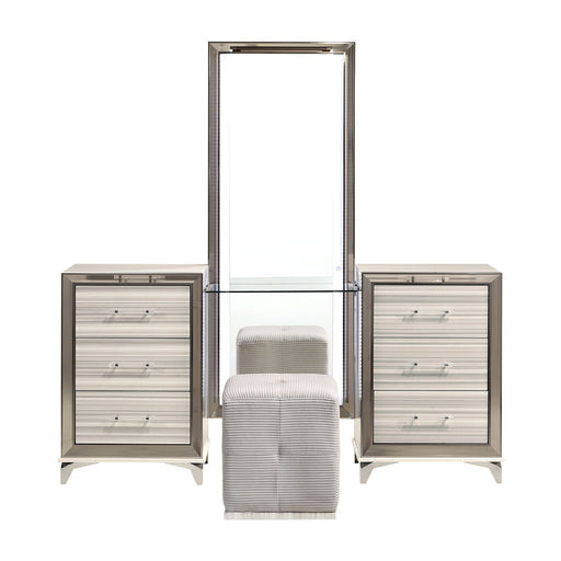 Global Furniture Zambrano White Vanity Set with LED