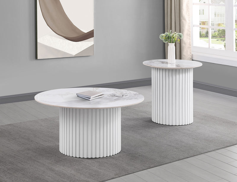 Coaster Furniture Rowena White 3pc Coffee Table Set