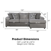 New Classic Furniture Remi Light Gray 2pc Chaise Sectional