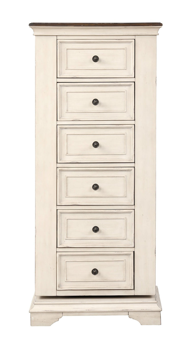 New Classic Furniture Anastasia Antique White Lingerie Swivel Chest with Mirror