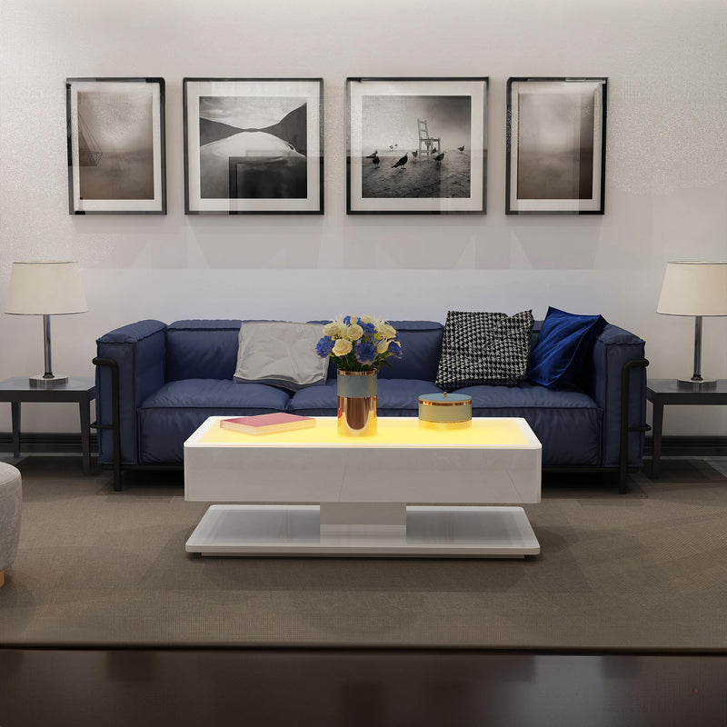 Galaxy Home Emma White LED Coffee Table