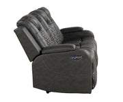 Galaxy Home Benz Gray LED Power Reclining Sofa