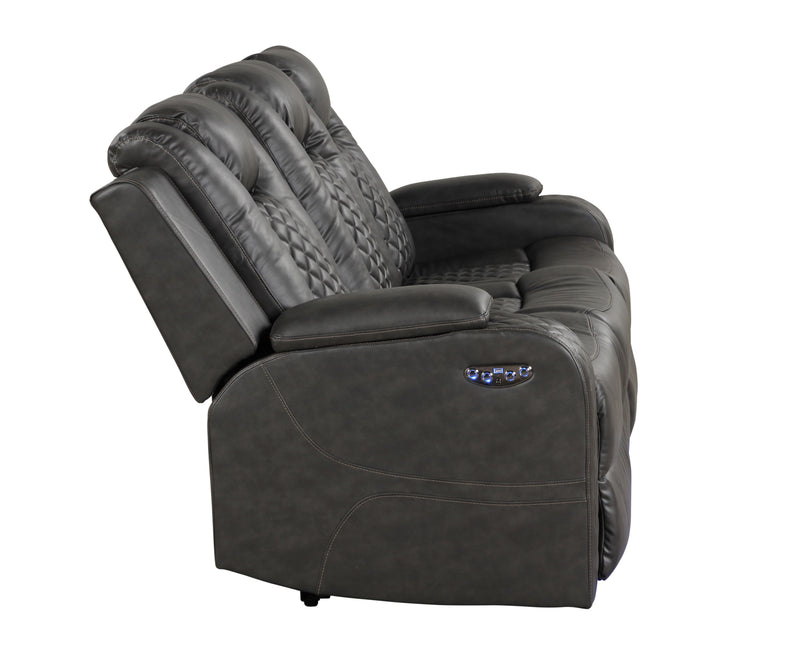 Galaxy Home Benz Gray LED Power Reclining Sofa