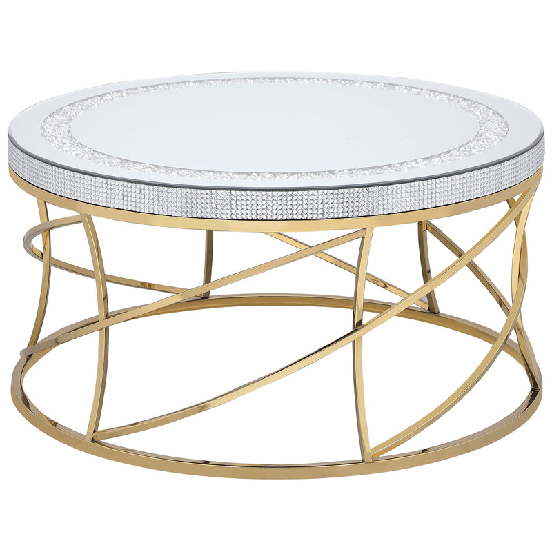 Coaster Furniture Elise Gold 3pc Round Coffee Table Set