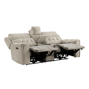 Home Elegance Celeste Beige Power Double Reclining Love Seat with Console