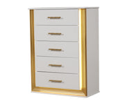 Galaxy Home Obsession White Gold 5 Drawers Chest