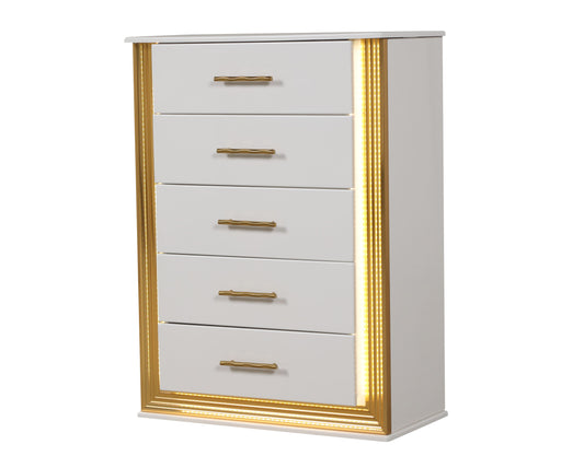 Galaxy Home Obsession White Gold 5 Drawers Chest