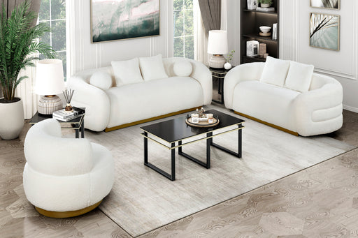 Home Elegance Novella White 3pc Living Room Set