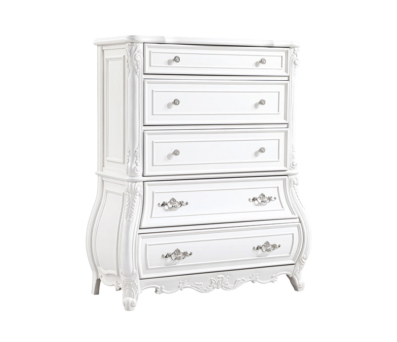 Galaxy Home Opulence White 5 Drawer Chest