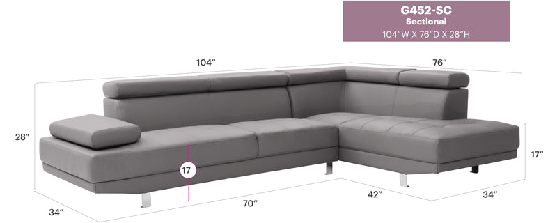 Glory Furniture Riveredge Black Faux Leather Sectional