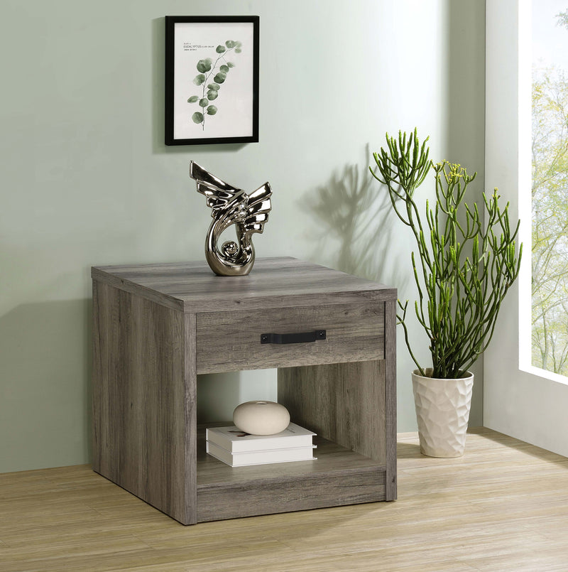 Coaster Furniture Felix Grey Driftwood 1 Drawer End Table