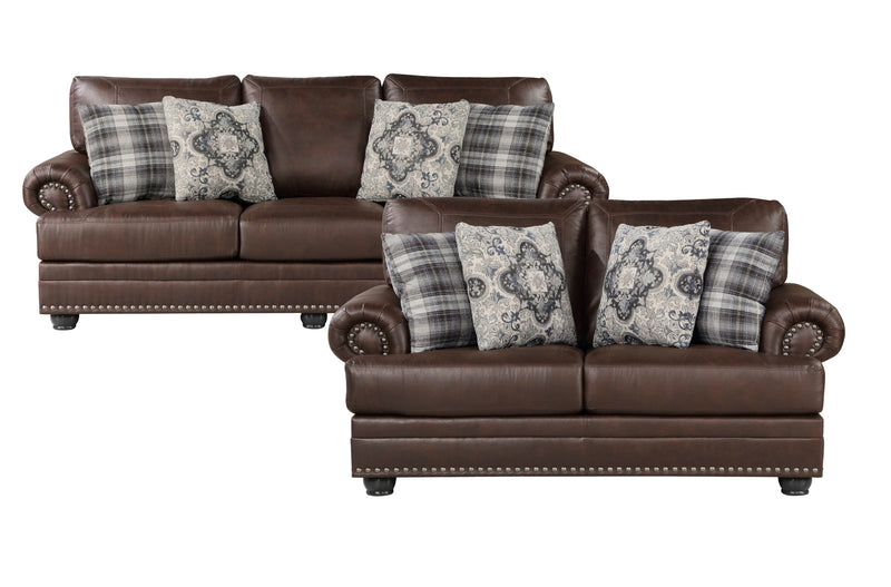 Home Elegance Franklin Dark Brown 2pc Living Room Set