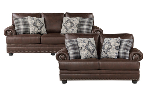 Home Elegance Franklin Dark Brown 2pc Living Room Set