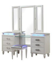 Galaxy Home Passion Milky White 5pc Queen Bedroom Set with Vanity Set