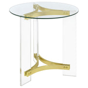Coaster Furniture Janessa Clear Matte Brass 3pc Coffee Table Set