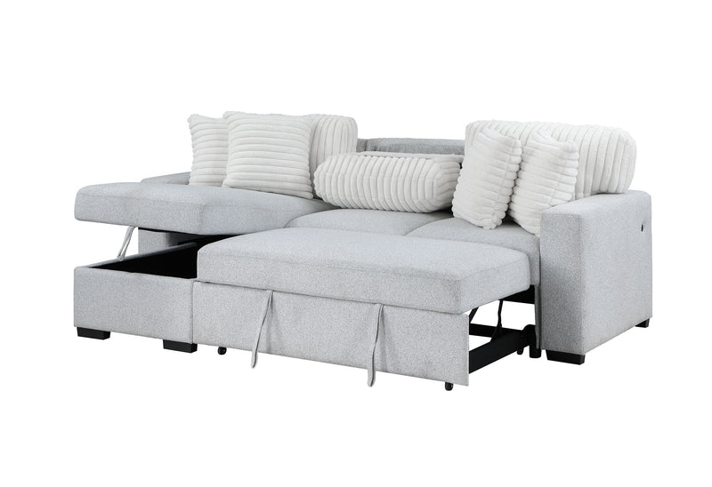 Global Furniture U0204 Light Grey White Reversible Pull Out Sofa Bed