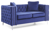 Glory Furniture Paige Blue Velvet Loveseat
