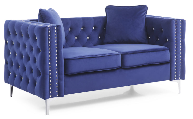Glory Furniture Paige Blue Velvet Loveseat