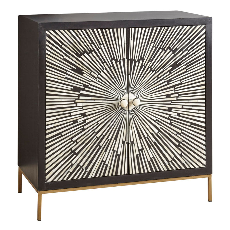 Steve Silver Amika Black White 2 Door Sunburst Boneinlay Sideboard