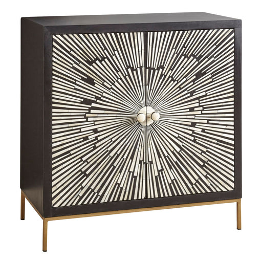 Steve Silver Amika Black White 2 Door Sunburst Boneinlay Sideboard