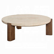 Acme Furniture Leonardo Travertine Dark Oak Coffee Table