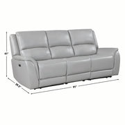 Steve Silver Alexandria Gray Leather Power Reclining Sofa