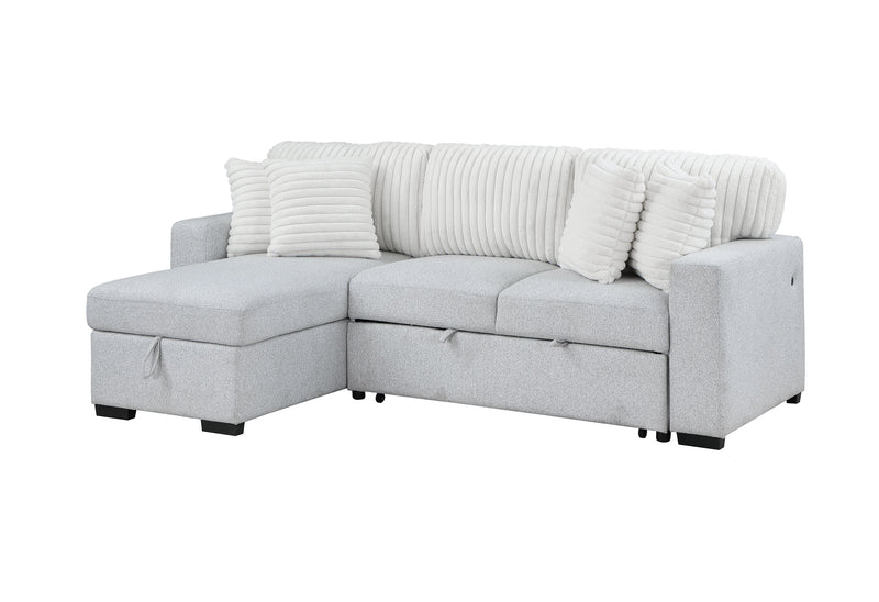 Global Furniture U0204 Light Grey White Reversible Pull Out Sofa Bed