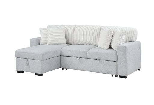 Global Furniture U0204 Light Grey White Reversible Pull Out Sofa Bed