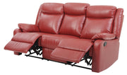 Glory Furniture Ward Red Faux Leather Double Reclining Sofa
