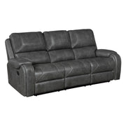 Home Elegance Newnan Brown Double Reclining Sofa with Drop Down Cup Holders