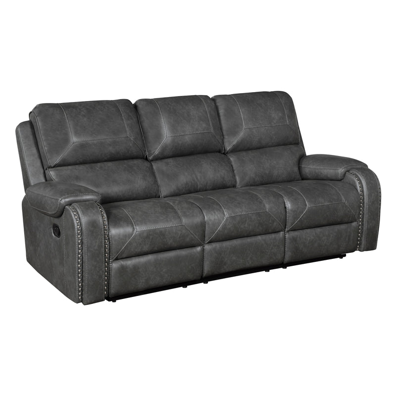 Home Elegance Newnan Brown Double Reclining Sofa with Drop Down Cup Holders