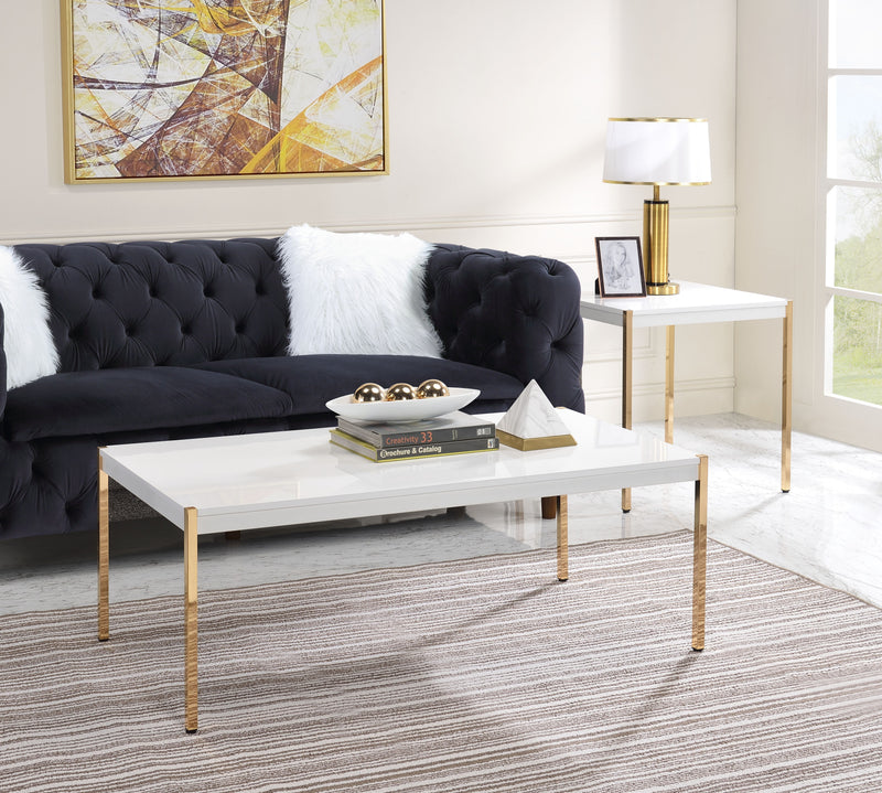 Acme Furniture Otrac White Gold 3pc Coffee Table Set
