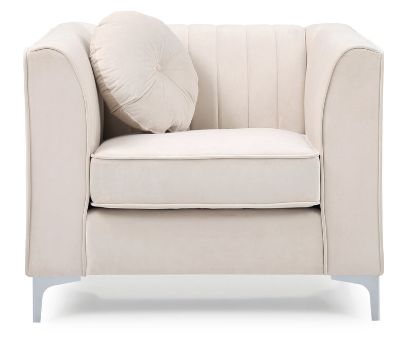 Glory Furniture Delray Ivory Velvet Microsuede Chair