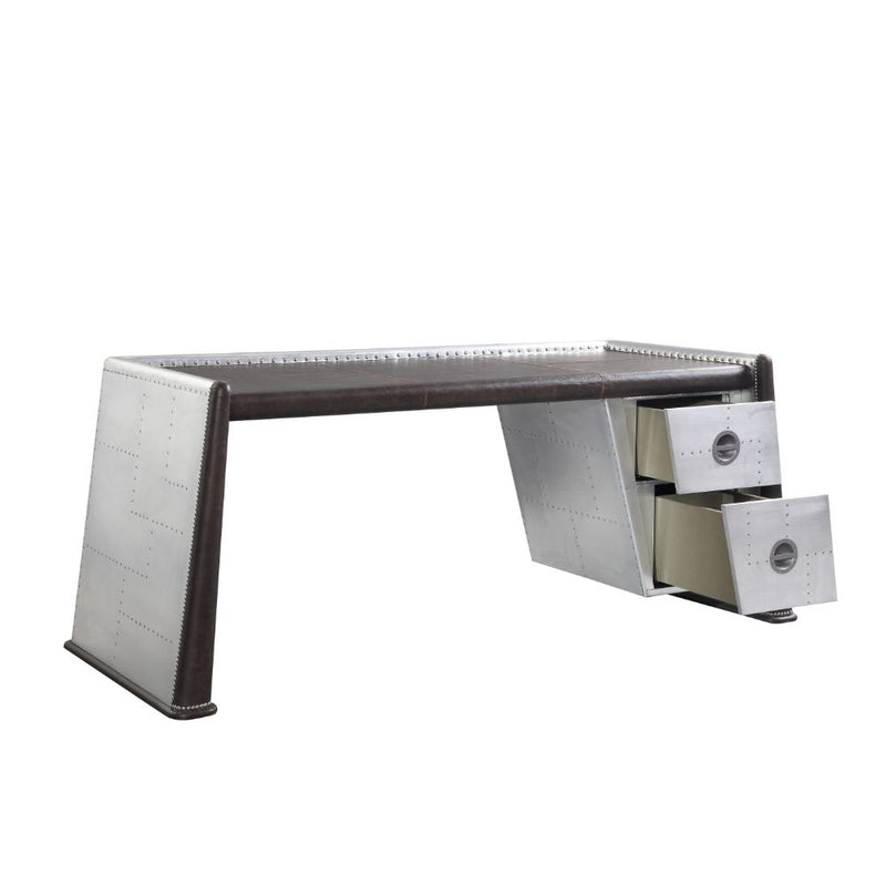 Acme Furniture Brancaster Distress Chocolate Aluminum Desk